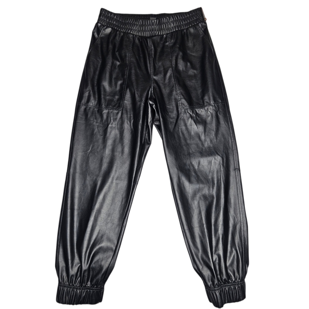 CALIA Women's Black Faux Leather High Rise Joggers MED NWT Whimsygoth Travel - Picture 2 of 15